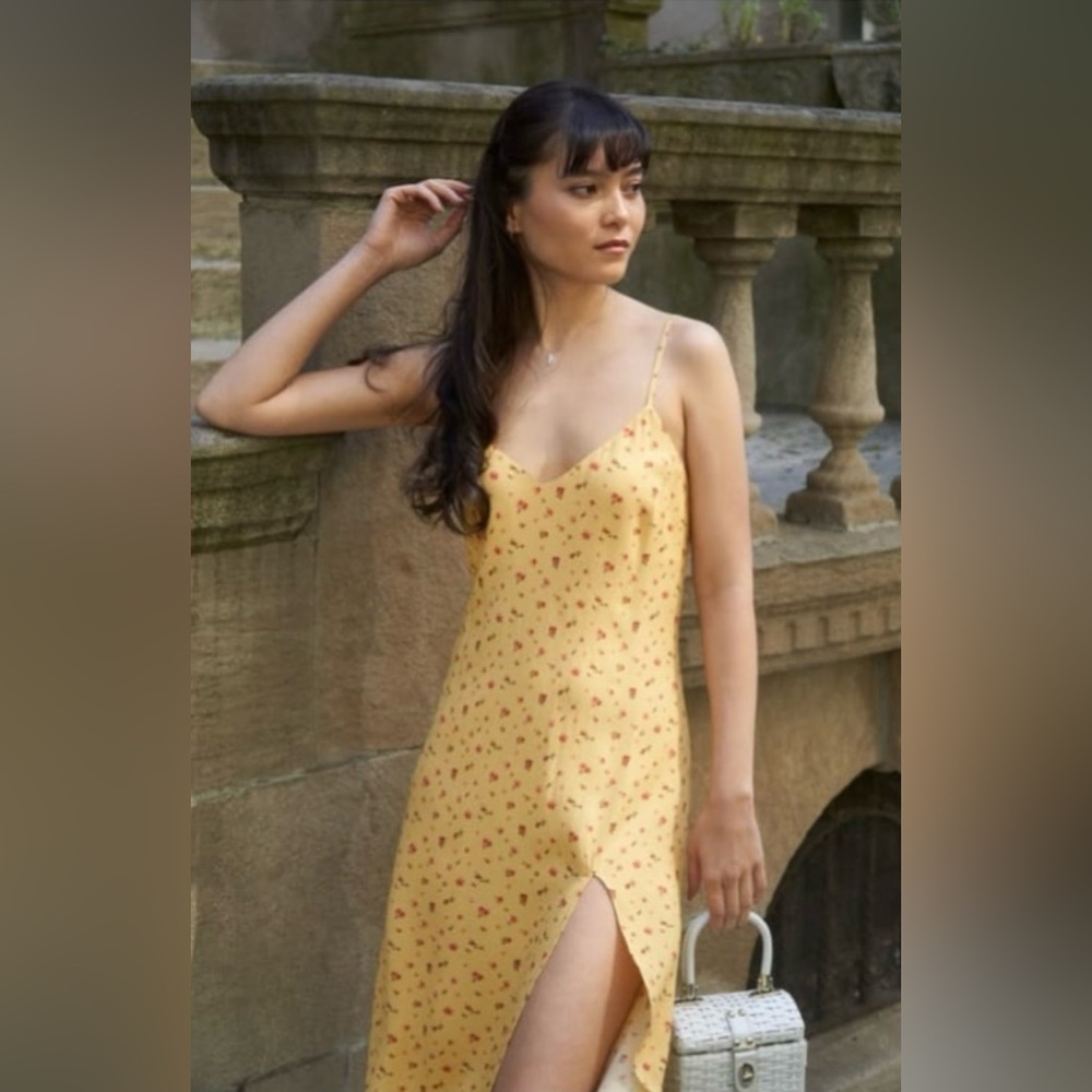 Reformation Crimini Yellow Floral Dress